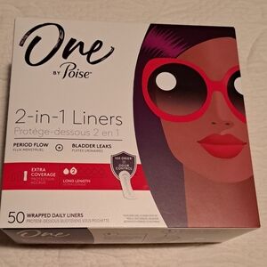 Poise 2 in 1 liners extra coverage long length, unopened box